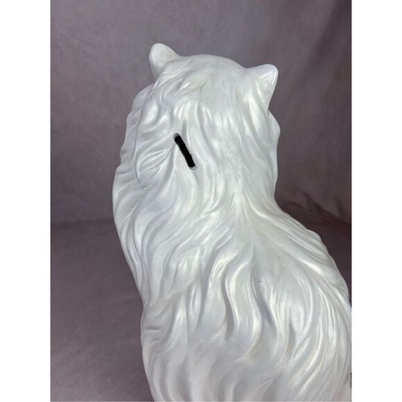 Vintage Large Chalkware Kitty Cat Piggy Coin Bank Persian Cat Kitschy Figurine - Picture 5 of 12